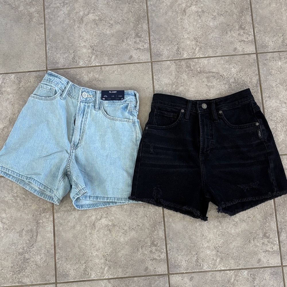 HOLLISTER & SILVER BRAND High-Rise Denim Shorts in Blue and Black- Set of 2